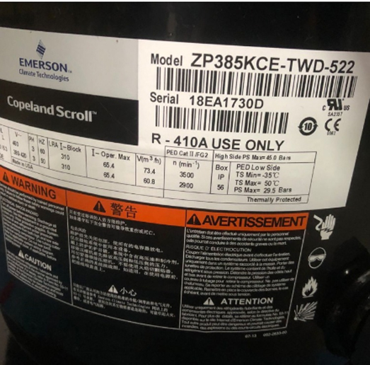 Compressor R410A 380V Scroll Koelkast Airconditioner Compressor ZP295KCE ZP296KCE ZP385KCE